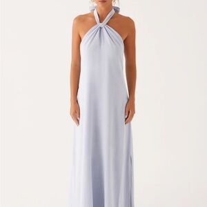 Peppermayo Strapless Twist Front Maxi Dress in Light Blue